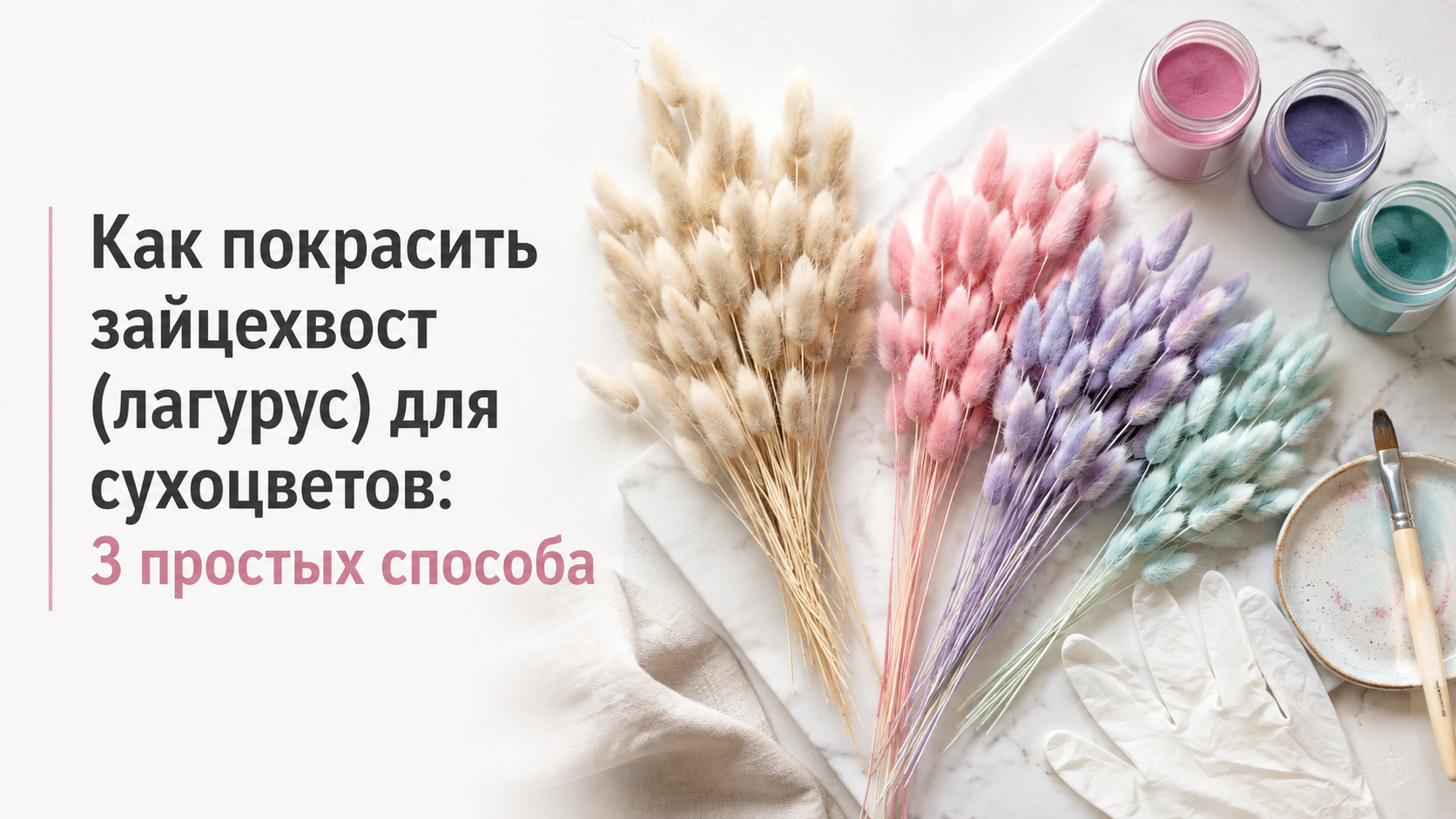 Как покрасить зайцехвост (лагурус) для сухоцветов: 3 простых способа