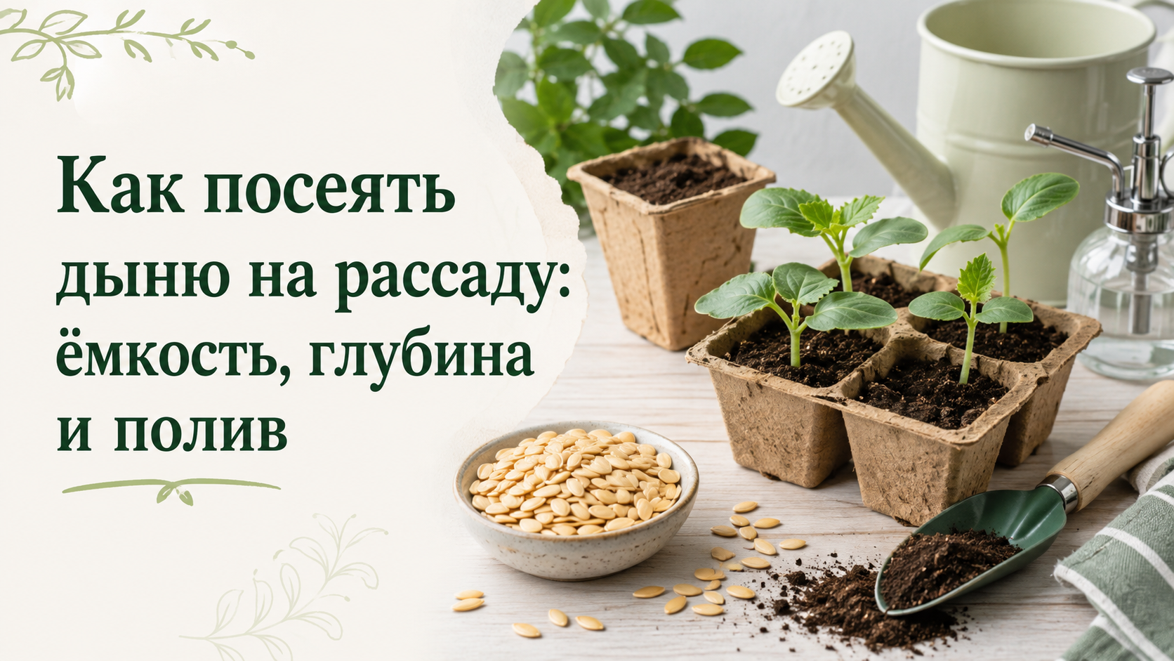 Как посеять дыню на рассаду: ёмкость, глубина и полив