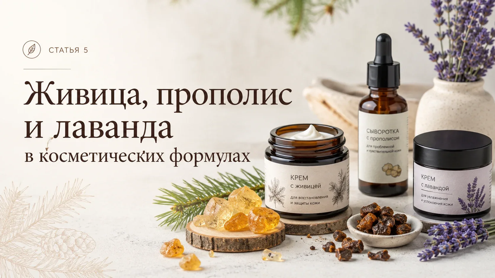 Живица, прополис и лаванда в косметических формулах