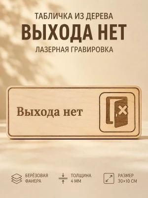 Табличка "Выхода нет" 30х10 см, из фанеры — купить в AltAurum