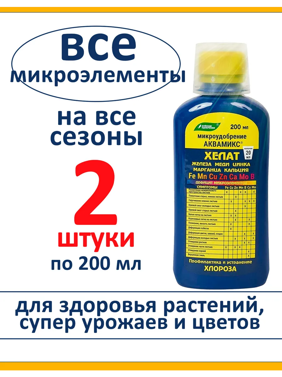 Хелат Аквамикс, комплекс микроэлементов, 2 шт по 200 мл