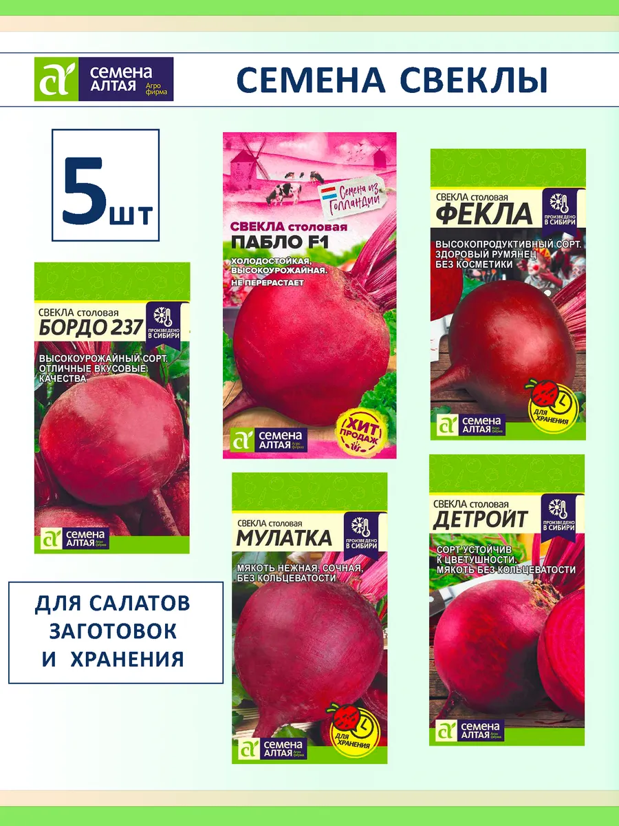 Набор семян свеклы для посадки, 5 сортов: сладкая, лежкая