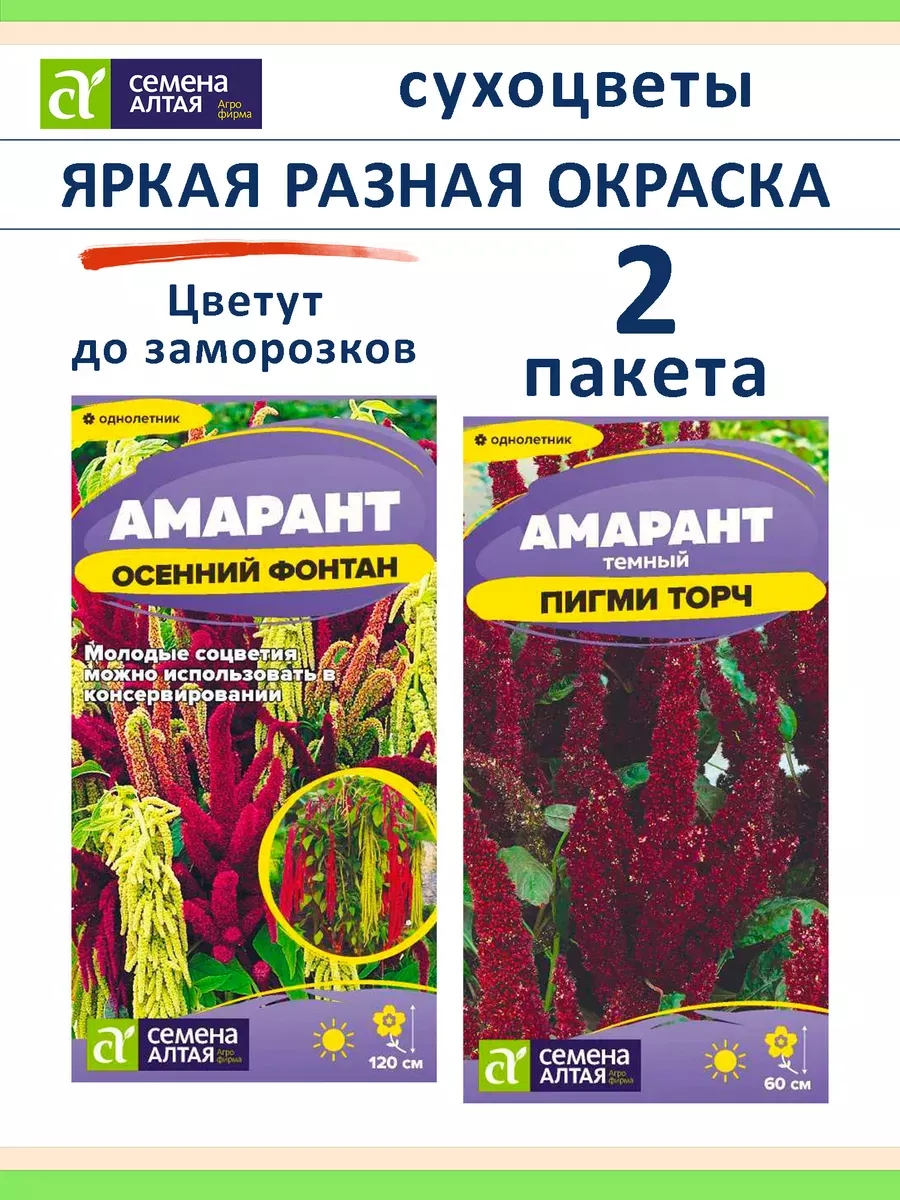 Семена амаранта Осенний Фонтан и Пигми Торч — 2 пакета