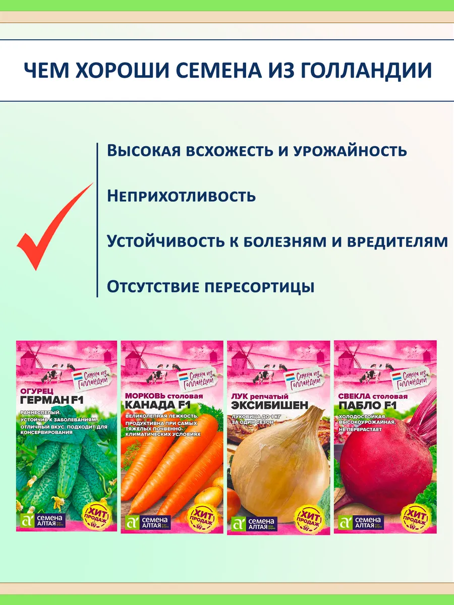 Семена овощей из Голландии, набор 4 шт