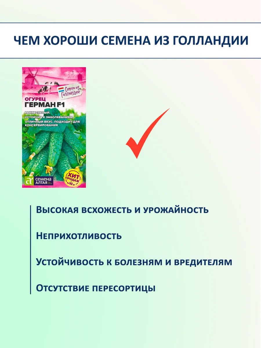Семена огурцов Герман F1 — набор 2 пакета