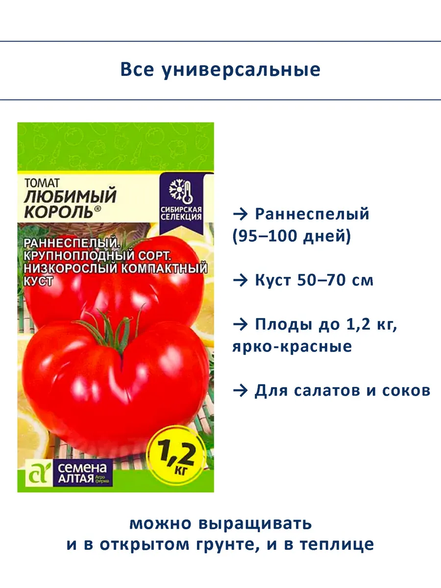 Семена томатов детерминантные набор 4 сортов