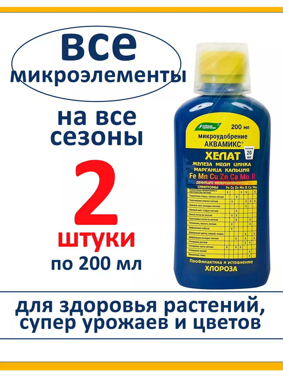 Хелат Аквамикс, комплекс микроэлементов, 2 шт по 200 мл